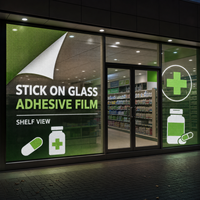 Film LED transparent adhésif pour vitrine de pharmacie, affichage publicitaire sur verre