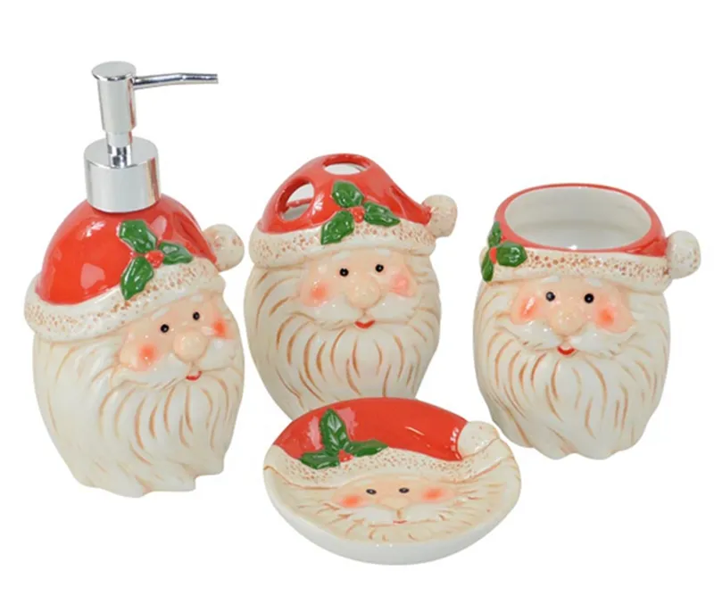 Custom סנטה ראש צורת סבון dispenser בקבוק סבון צלחת מברשת שיניים מחזיק עבור חג המולד דקור קרמיקה אביזרי אמבטיה