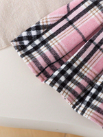 Ensemble deux pièces pour filles, chemise à col à revers décontractée pour tous les jours en hiver, jupe courte à carreaux respirante en polyester/coton