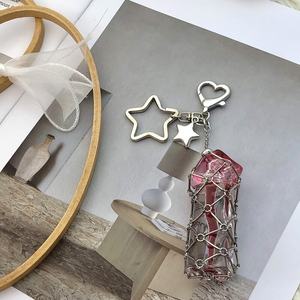 Porte-clés personnalisable en acier inoxydable avec pochette en filet pour rouge à lèvres, miroir, <span class=keywords><strong>cerise</strong></span>, étoile, cœur, pour femme, breloque pour baume à lèvres - Product Image 5