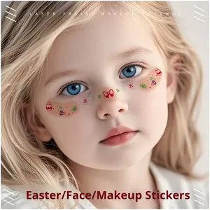 Adesivi per Tatuaggi Temporanei Impermeabili per Bambini a Tema Pasquale, Forme Geometriche Stampate a Trasferimento d'Acqua per Viso e Feste - Product Image 1