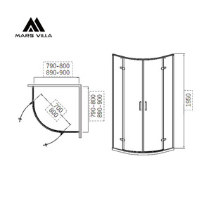 Porte <span class=keywords><strong>de</strong></span> <span class=keywords><strong>douche</strong></span> pivotante Mars Villa Project Rubbed Swing, avec verre standard CE, OEM, charnière, écran d'installation 72, 60 pouces - Product Image 5