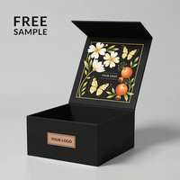 Boîte cadeau en papier magnétique noire avec logo personnalisé Boîtes d'emballage rigides et pliantes recyclables avec couvercle magnétique Boîtes cadeaux pliantes