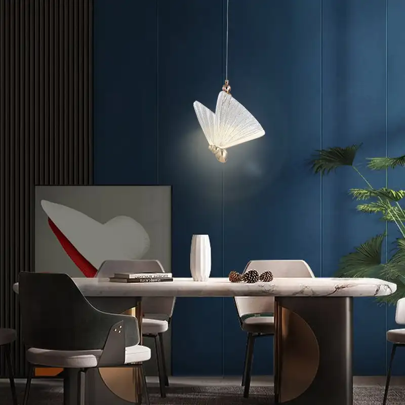 आधुनिक नॉर्डिक रसोई खाने की मेज एक्रिलिक दीपक लटकन प्रकाश तितली सीढ़ी झाड़ छत का नेतृत्व किया