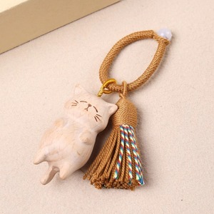 Porte-clés en bois en forme de chat, pendentif mousqueton de dessin animé, portable, pour la maison, le bureau, cadeau, décoration, ornement - Product Image 2