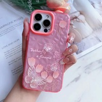 Coque de téléphone transparente avec décoration papillon pour femmes, protection arrière pour iPhone 11 12 15 16 17 Pro Max et pour Samsung