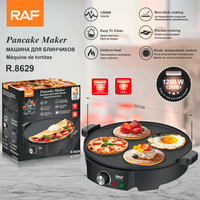 Machine à crêpes RAF R.8629 1200W, plaque antiadhésive de 30 cm, température réglable, pour usage domestique.