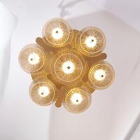 Lustre en verre en forme de tournesol design, luminaire LED pour plafond, éclairage intérieur pour salle à manger ou chambre à coucher