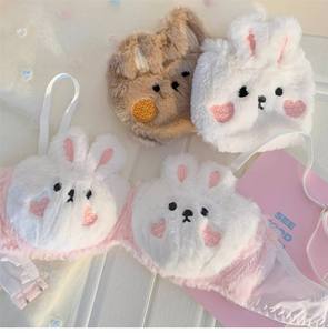 <span class=keywords><strong>Kawaii</strong></span> Plüsch-Hasen-BH-Set, sexy, kleine Brustfreundlichkeit, gerafftes, kabelloses Dessous-Set, Fabrik-Großhandel, niedrige Mindestbestellmenge - Product Image 4
