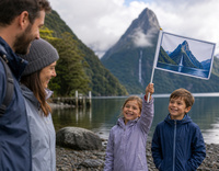 Attraction touristique personnalisée - Milford Sound - Mini drapeaux à main : Drapeaux agités à la main 100 % polyester écologiques