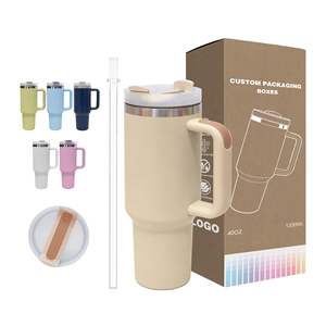 Taza de Viaje con Aislamiento al Vacío de Doble Pared, con Logotipo Personalizado, Precio de Fábrica, Vaso de Acero Inoxidable de 40 oz con Asa y Tapa - Product Image 1