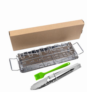 Support de rôtissage en acier inoxydable pour barbecue avec bac de récupération, 12 emplacements, pour ailes de poulet, cuisses de poulet, accessoires de barbecue - Product Image 6