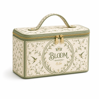 Étui de transport vintage pour jeu de Mahjong floral, crème, avec quincaillerie dorée, sac de rangement portable pour tuiles de Mahjong américain