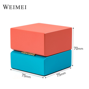 Boîte de présentation de bijoux en bois et velours avec logo personnalisé, emballage coloré pour bagues, colliers et boucles d'oreilles - Product Image 5