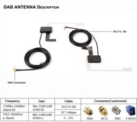 Kit d'antenne DAB pour radio AM FM active universelle sans fil pour véhicule Récepteur radio Antenne de voiture de diffusion audio numérique