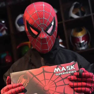 มาส์กซูเปอร์ฮีโร่ลายโทบี้สไปเดอร์แมนพร้อมดวงตาเรืองแสงควบคุมระยะไกลสำหรับปาร์ตี้ฮาโลวีน - Product Image 2