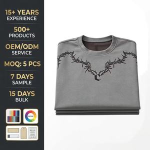 Camiseta <span class=keywords><strong>Americana</strong></span> Vintage Personalizada, Lavada, <span class=keywords><strong>de</strong></span> 300g, Talla Grande, Corte Regular, Transpirable, Anti-Pilling, Muestra <span class=keywords><strong>de</strong></span> Remake, Producción en Masa - Product Image 1