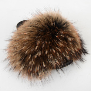Hot-selling Summer Real Big Fur <b>Slippers</b> Women's Raccoon Hair Flat Fur <b>Slippers</b> Indoor Fluffy Fur <b>Slippers</b> for Women - Product Image 4