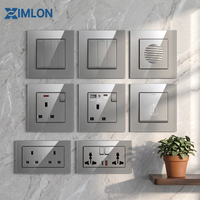 XIMLON Gery – Ensemble de prises et interrupteurs muraux électriques modernes de luxe en verre trempé 13A, double alimentation, personnalisable