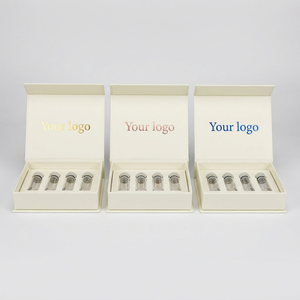 Luxury cream-white magnetic gift box with custom foil label, suitable for 3ml, 5ml, and <b>10ml</b> mini glass <b>bottles</b> - Product Image 1