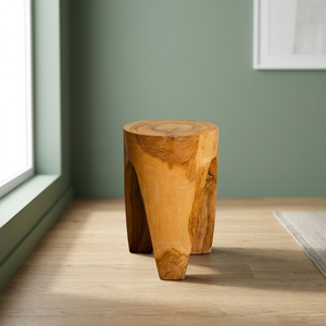 ARTERRA Premium Solid Teak <b>Wood</b> Handmade Artisan Tripod <b>Stool</b> & Ottoman for Hotel Home Apartment Villa Use Rustic Modern Design - Product Image 3