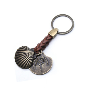 <b>Double</b>-sided Shell Braided Leather Keychain Metal Pendant Travel Gift Souvenir - Product Image 1