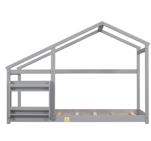 <span class=keywords><strong>Letto</strong></span> matrimoniale con piattaforma e <span class=keywords><strong>testiera</strong></span> a forma di casetta, supporto in <span class=keywords><strong>listelli</strong></span> di <span class=keywords><strong>legno</strong></span>, non richiede materasso a molle, facile montaggio, grigio - Product Image 4