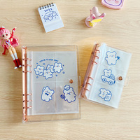 Álbum de Fotos Transparente de PVC con Anillas y 6 Agujeros, Estilo Coreano, para Tarjetas, Regalo, con un Botón, al por Mayor, RUNDA, A5 A6 Daisy Macaron