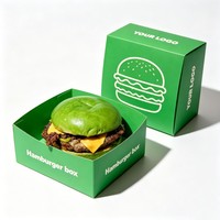 Boîte à emporter en papier pour restaurant, personnalisable avec logo, écologique, jetable, de qualité alimentaire, pour hamburgers et frites