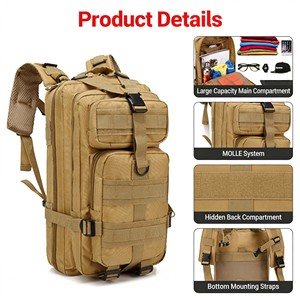 Sac à dos tactique camouflage imperméable, capacité 30L, antichoc, pour trekking et cyclisme - Product Image 2