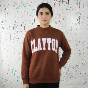 Sudadera Clayton de Cuello Redondo para Hombre, Color Marrón, Algodón, Felpa Francesa, Corte Regular, Informal, Otoño, con Letras CLUSH SPORTS - Product Image 1