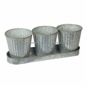 Pots de fleurs et jardinières en fer vintage, vase de sol en métal antique pour la décoration extérieure de la maison et du jardin - Product Image 3