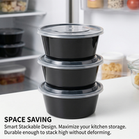 Bol rond en plastique PP de qualité alimentaire sans BPA, jetable et compatible micro-ondes, avec couvercle, conteneur transparent épaissi, taille personnalisée disponible