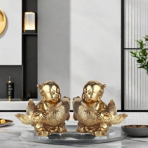 SWAITE Statuetta di <span class=keywords><strong>Pesce</strong></span> in Resina Dorata Stile Lusso Moderno per Decorazioni Festive del Capodanno Cinese, Ornamento per Ingresso, Ufficio, Studio - Product Image 3