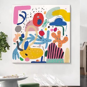 Pintura al óleo abstracta pintada a mano, cuadro cuadrado para pared, arte decorativo para sala de estar, entrada, mural decorativo, obra de arte moderna - Product Image 1