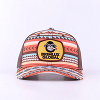 Casquette Trucker Homme OEM à Visière Courbe Style Aztèque, Imprimée, avec Patch Cowboy Personnalisé, Dos en Maille, Vintage, Western, de Baseball, Sportive