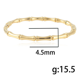 Bamboo Shaped <b>Titanium</b> Steel Bracelet Steel Gold Women's Fashion Bangle Gift Jewelry 13013 - Product Image 4