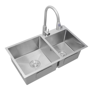 Évier de cuisine double carré au design moderne OEM en acier inoxydable 304/201 avec <span class=keywords><strong>support</strong></span> intégré – Fregaderos De Cocina - Product Image 1