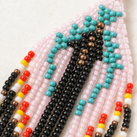 Pendientes Go2boho con Borla de Cuentas de Vidrio Rosa, Pendientes Colgantes Bohemios de Cristal para Fiestas