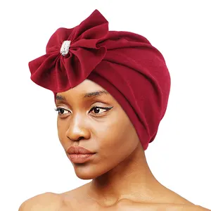 News Private Label Muslim Flower Head Cap Custom Logo Head Wrap Women Elastic Turban Hats