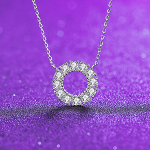 工厂批发时尚925纯银圆形切割1.2CT VVS GRA莫桑石珠宝圆形吊坠优雅项链 - Product Image 2