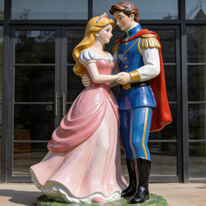 S855 Figurine de personnage de conte de fées en fibre de verre, sculpture de couple romantique, statue de mariage, figurine d'amour pour commande en gros - Product Image 6