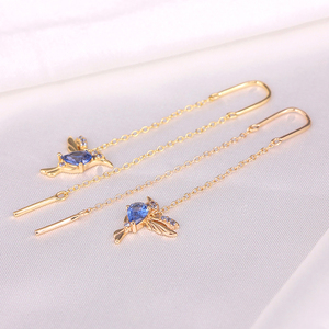 Pendientes Largos de Plata de Ley 925 ROXI con Circonitas Rojas y Azules en Forma de Golondrina y Diamantes - Product Image 6