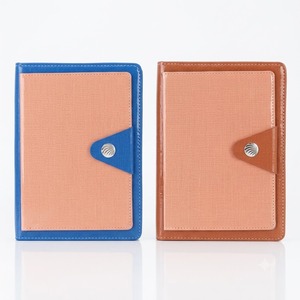 <b>A5</b> PU Leather Fabric Notebook Executive Journal Planner <b>Diary</b> with Metal Snap Button Closure Blue Brown Two Tone Cover - Product Image 1