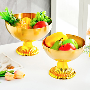 Frutero Dorado con Base para Decoración del Hogar y Servir Aperitivos, Color Sólido, Diseño de Alta Gama - Product Image 1