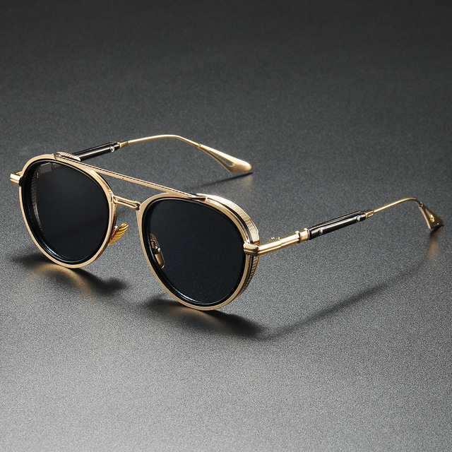 2025  Retro Double Beam Sunglasses  Fashion  Gradient Steampunk Men Metal Shades Sunglasses