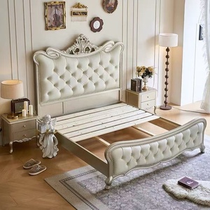 Lit de luxe en bois avec rangement, tête de lit capitonnée, style <span class=keywords><strong>palais</strong></span> européen, réglable, pliable, massant, inclinable, convertible, lit de princesse 1,8 m - Product Image 3