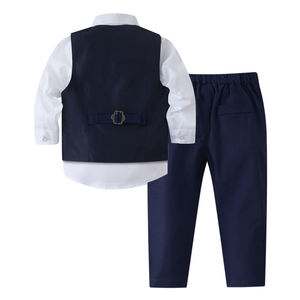Kabeier enfants costumes <span class=keywords><strong>tenue</strong></span> de <span class=keywords><strong>mariage</strong></span> <span class=keywords><strong>tenue</strong></span> garçons enfant en bas âge noeud papillon robe Blazer bleu enfants anneau porteur costume 1 à 6 ans - Product Image 2
