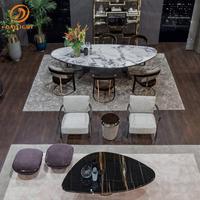 Table de salle à manger en marbre naturel de luxe avec centre rotatif Lazy Susan Home Hotel Restaurant Decor Interior Italy
