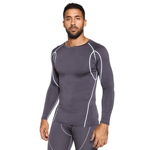 Men Sporty Bodybuilding Gym Yoga Base Layer High Fabric Soft Shirt Long Sleeve Regular Fit Quick Dry T-shirt <b>Compression</b> Tops - Product Image 1
